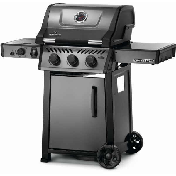 NAPOLEON Freestyle 365-DSIB Gasgrill, 3 Edelstahl-Hauptbrenner und zusätzlicher Sizzle Zone-Seitenbrenner,  Grillfläche 51 x 45cm, Gewicht: 50kg, langlebige Aluguss-Grillkammer, emaillierte Gusseisen-Grillroste, integriertes Thermometer, Tür