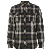 BLAKLÄDER Flanellhemd, Farbe: 4599 DUNKEL OLIVGRÜN/SCHWARZ, Größe M, langärmelig, lockere Passform, 100% Baumwolle, einseitig aufgebürstet, 180g/m²