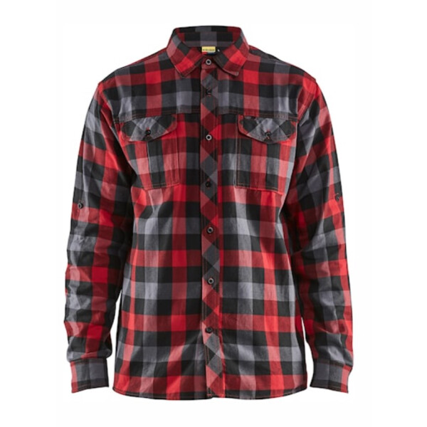 BLAKLÄDER Flanellhemd, Farbe: 5699 ROT/SCHWARZ, Größe M, langärmelig, lockere Passform, 100% Baumwolle, einseitig aufgebürstet, 180g/m²