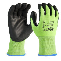 MILWAUKEE Hi-Vis Schnittschutzhandschuhe Kl.2/B, Größe L/9, Nitrilbeschichtung, Touchscreenbedienung möglich