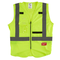 MILWAUKEE Warnschutzweste gelb, Gr. L/XL, 10 Taschen, ID-Ausweistasche, Rückenöffnung