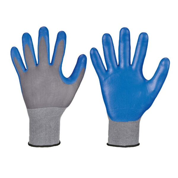 Feldtmann DELTANA Arbeitshandschuhe Feinstrick nahtlos, teilbeschichtet mit Nitrilschaum, Norm EN338, EN407, PREMIUMQUALITÄT, Größe 10, waschbar bis 60°C, Touch Screen Funktion, zugelassen für Kontakt mit Lebensmitteln gem. Verordnung (EG) 1935/2004