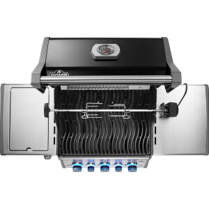 NAPOLEON Rogue PRO-S 425 Gasgrill, 3 Edelstahl-Hauptbrenner, Sizzle-Zone mit Edelstahlrost, Grillfläche Gussrost, Infrarot-Heckbrenner aus Edelstahl, Grillfläche 60 x 45cm, Gewicht: 68kg, inkl. Drehspieß, schwarz