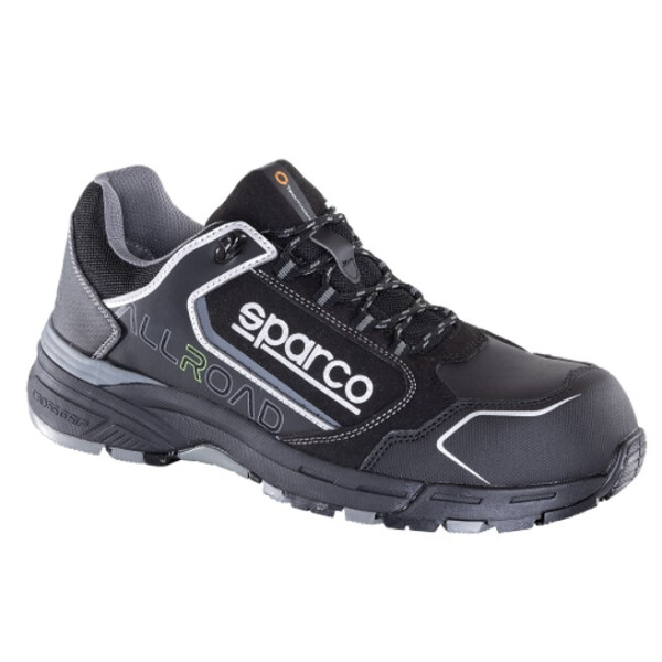 sparco  Allroad STIRIA S3 Sicherheitshalbschuh, Gr. 46, Farbe: schwarz, Weite 12, halbhoch, Microfaser-Kunststoff mit Puron Front- und Heckschutz, öl- und benzinresistent, SRC, hitzebeständig bis max. 120°C