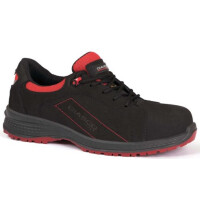 GIASCO RUGBY S3 SRC ESD, Sicherheitsschuh, Gr. 44, Farbe: schwarz/rot, halbhoch, wasserabweisendem Nubuck-Vollleder IDROTECH