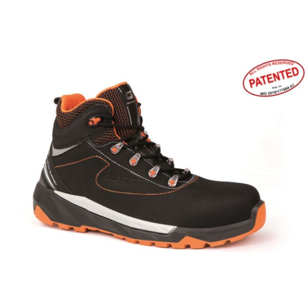 GIASCO K2 S3L FO CI SR, Sicherheitsschuh, Gr. 45, Farbe: schwarz/orange, knöchelhoch, wasserabweisendem kratzfest beschichtetem Leder, kälteisolierte Sohle bis -17°C