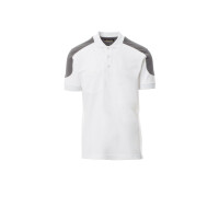 PAYPER COMPANY Poloshirt zweifarbig, bianco/smoke, Gr. XL, 3-Knopfleiste, Brusttasche mit Stiftehalter, Nackenband, 60% Baumwolle, 40% Polyester, 230g/m²