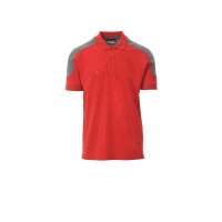 PAYPER COMPANY Poloshirt zweifarbig, rosso/smoke, Gr. M, 3-Knopfleiste, Brusttasche mit Stiftehalter, Nackenband, 60% Baumwolle, 40% Polyester, 230g/m²