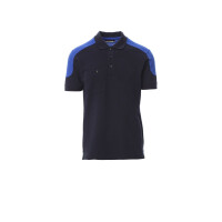 PAYPER COMPANY Poloshirt zweifarbig, marineblau/königsblau, Gr. L, 3-Knopfleiste, Brusttasche mit Stiftehalter, Nackenband, 60% Baumwolle, 40% Polyester, 230g/m²