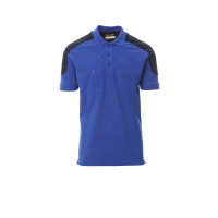 PAYPER COMPANY Poloshirt zweifarbig, königsblau/marineblau, Gr. L, 3-Knopfleiste, Brusttasche mit Stiftehalter, Nackenband, 60% Baumwolle, 40% Polyester, 230g/m²