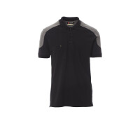 PAYPER COMPANY Poloshirt zweifarbig, schwarz/rauchgrau, Gr. M, 3-Knopfleiste, Brusttasche mit Stiftehalter, Nackenband, 60% Baumwolle, 40% Polyester, 230g/m²