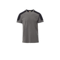 PAYPER CORPORATE T-Shirt zweifarbig, rauchgrau/schwarz, Gr. XL, Rundhalsausschnitt, Brusttasche mit Stiftehalter, Nackenband, 60% Baumwolle, 40% Polyester, 165g/m²