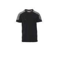 PAYPER CORPORATE T-Shirt zweifarbig, schwarz/rauchgrau, Gr. L, Rundhalsausschnitt, Brusttasche mit Stiftehalter, Nackenband, 60% Baumwolle, 40% Polyester, 165g/m²