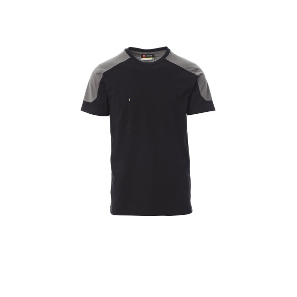 PAYPER CORPORATE T-Shirt zweifarbig, schwarz/rauchgrau, Gr. XL, Rundhalsausschnitt, Brusttasche mit Stiftehalter, Nackenband, 60% Baumwolle, 40% Polyester, 165g/m²