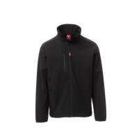 PAYPER GALWAY Softshell-Jacke zweifarbig, schwarz/schwarz, Gr. L, elastischer Ärmelsaum, reflektierende Details auf der Rückenpartie, 95% Polyester, 5% Elastan, 320g/m²