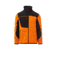 PAYPER TRAVEL Strickjacke mit Softshell-Einsätzen, fluoorange/schwarz, Gr. XL, Besätze an Saum und Bündchen, versiegelter Reißverschluss, 100% Polyester, 380g/m²