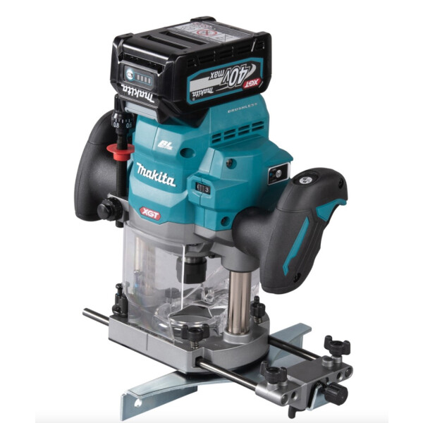 Makita RP001GZ Akkuoberfräse 40V max., Werkzeugaufnahme 6/8/12mm, Eintauchtiefe 0-60mm, drezahlreguliert, BL-Motor, AWS, Sologerät