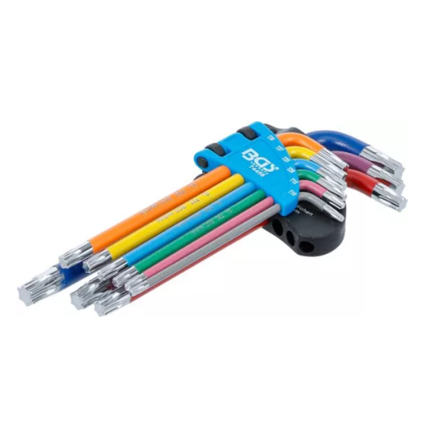 Winkelschraubendrehersatz 9tlg.T10-T45 Ku.-Halter mit Farbcodierung BGS