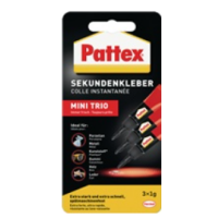 Sekundenkleber Classic MINI-TRIO 3x1g transp.Tube PATTEX