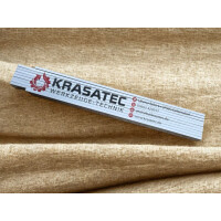KRASATEC Holzgliedermaßstab Zollstock Länge 2m, weiß lackiert, Genauigkeitsklasse III, Buchenholz, beidseitige cm/mm Teilung