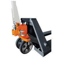 unicraft PHW 2508 Profi-Gabelhubwagen, Tragfähigkeit 2500kg, Gabellänge 1150mm, Lenkrolle: Polyamid, Gabelrolle tandem: Polyurethan