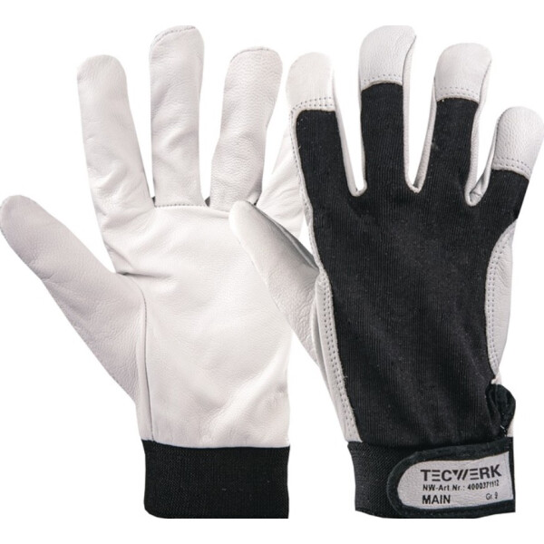 Handschuhe Main Gr.9 schwarz/naturfarben EN 388 PSA II TECWERK