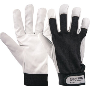 Handschuhe Main Gr.9 schwarz/naturfarben EN 388 PSA II TECWERK