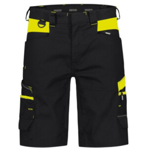 DASSY Manilla, Farbe 6790 SCHWARZ/NEONGELB, Größe 50, Arbeitsshorts mit 4-Wege-Stretch, 65% Polyester/35% Baumwolle, +/- 245 g/m²