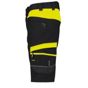 DASSY Manilla, Farbe 6790 SCHWARZ/NEONGELB, Größe 50, Arbeitsshorts mit 4-Wege-Stretch, 65% Polyester/35% Baumwolle, +/- 245 g/m²