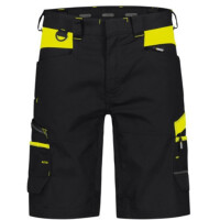 DASSY Manilla, Farbe 6790 SCHWARZ/NEONGELB, Größe 50, Arbeitsshorts mit 4-Wege-Stretch, 65% Polyester/35% Baumwolle, +/- 245 g/m²