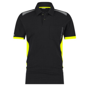 DASSY Veracruz, Farbe 6790 SCHWARZ/NEONGELB, Größe S, Poloshirt mit reflektierenden Details, 60% Baumwolle/40% Polyester, +/- 220 g/m²