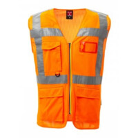 PAYPER Premium Warnschutzweste, Extra Mesh, 100% Polyester, Ausweistasche, retroreflektierenden Streife, orange, Gr. S