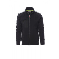 PAYPER WORK 2.0 Herren-Sweatshirt, schwarz, Gr. L, durchgehender Reißverschluss, 2 Reißverschlusstaschen, multifunktionale Brusttasche, Reflexstreifen an den Schultern, 70% Baumwolle + 30% Polyester, 300g/m²