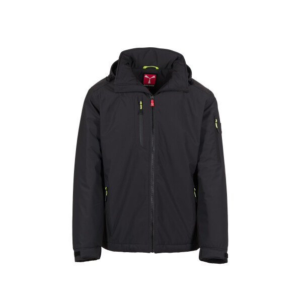 PAYPER CREEK ULTRALITE PAD Softshell-Winterjacke, anthrazit/schwarz, Gr. XL, ultraleichte Ausführung, abnehmbare Kapuze mit Kordelzug, elastische Ärmelbündchen mit Klett, 78 % Nylon + 22 % Elastan, 180g/m²