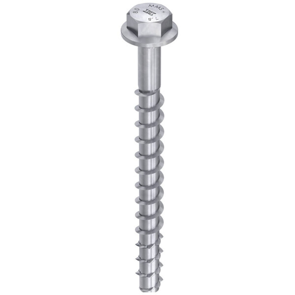 HECO Betonschraube MULTI-MONTI-plus SS 12x100, Sechskantkopf mit angepresster Scheibe, Klemmstärke 10 - 25 mm, verzinkt, SW15, VPE 25 Stück