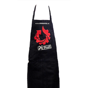 KRASATEC exklusive Grillschürze - mittig zwei Taschen, kleine Tasche an der Seite, schwarz mit KRASATEC-Logo