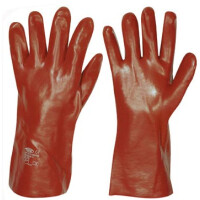 Feldtmann DENVER,  Vinyl beschichtete  Handschuhe mit Stulpe, rotbraun, EN388, Länge 350mm