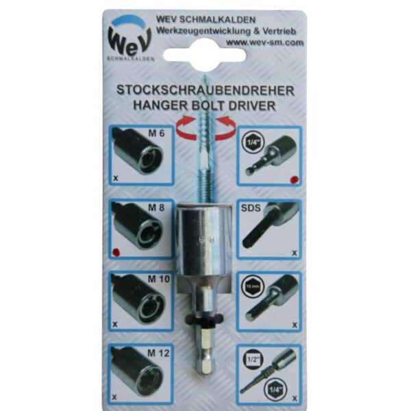 WEV Stockschraubendreher 1/4" Aufnahme, M8, magnetisch, zum Ein- und Ausdrehen