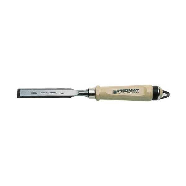 EOL Stechbeitel Schneiden-B.26mm m.Zwinge Weißbuchenh.Ulmer Form CV-Stahl PROMAT
