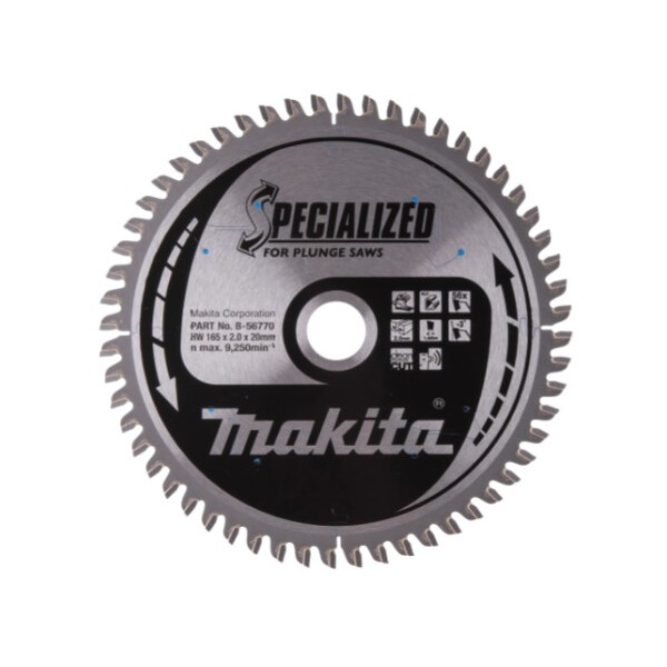 Makita HM Sägeblatt B-56770, 165x20x1,4mm, Zanhstellung -3°, 56Z, für Aluminium, Kupfer, Blech und andere NE- Metalle