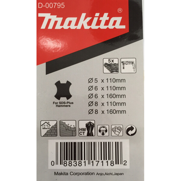 Makita Bohrerset 5 teilig SDS-PLUS Steinbohrer Set D-00795