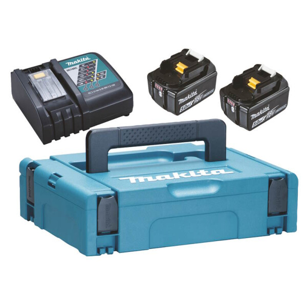 Makita Power Source Kit 197624-2, 2 x Akku 18V / 5Ah Li-Ion, Ladegerät DC18RC, im Makpac