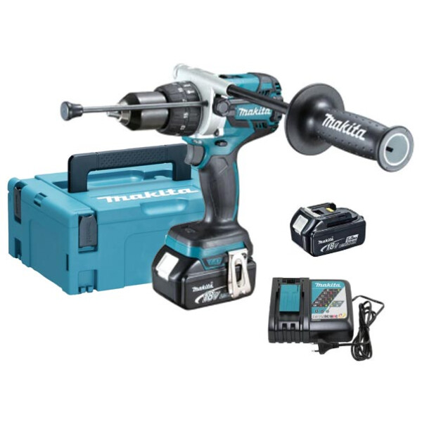Makita DHP481RTJ Akkuschlagbohrschrauber, 18V, 115Nm, BL-Motor, 2 x Akku 5Ah, Ladegerät, Makpac Gr. 2 - Nachfolger DHP486/493