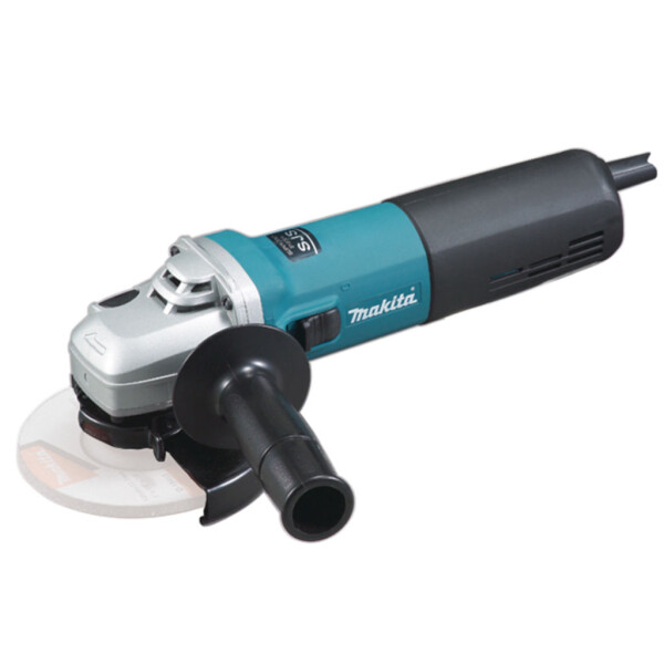 Makita Winkelschleifer 9565CR, 125mm, 1400 Watt, Schruppscheibe, mit 100 Stück NORTON VULCAN Gewebetrennscheibe 125x1,0x22,2mm Industriequalität, im Eimer