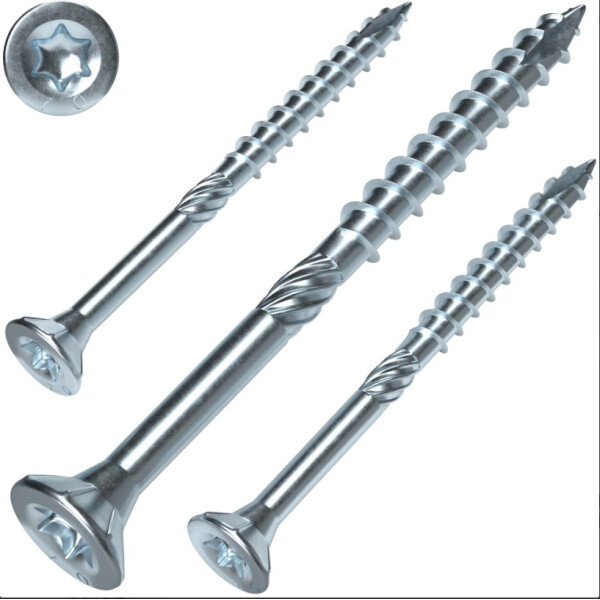 KST Spanplattenschraube mit Schneidkerbe und Fräsrippen, Senkkopf, A2, TG, TX20, 4,5x50/30, Paket 200 Stück