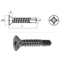 Bohrschraube Senkkopf, DIN7504, 4,8x80, PH, verzinkt, Paket á 250 Stück