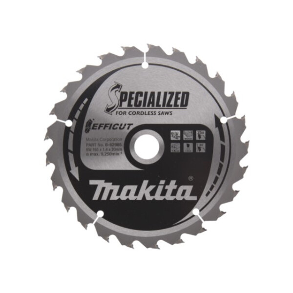 Makita B-62985, EFFICUT HM-Kreissägeblatt 165x1,4x20mm, 25 Zähne, Holz, für DHS630, DHS660, DHS661, DHS680, HS012G, HS6601, SP6000, DSP600, DSP601, HS6101, DLS600