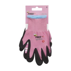 OS Kinderhandschuhe 1 + 1 = 2, pink, Größe 4, nahtloser Handschuh mit Strick-Kragen und wasserbasierten PU-Beschichtung in den Innenflächen