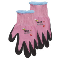 OS Kinderhandschuhe 1 + 1 = 2, pink, Größe 4, nahtloser Handschuh mit Strick-Kragen und wasserbasierten PU-Beschichtung in den Innenflächen