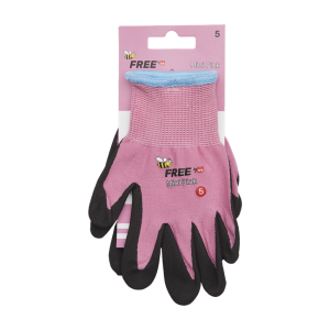 OS Kinderhandschuhe 1 + 1 = 2, pink, Größe 5, nahtloser Handschuh mit Strick-Kragen und wasserbasierten PU-Beschichtung in den Innenflächen